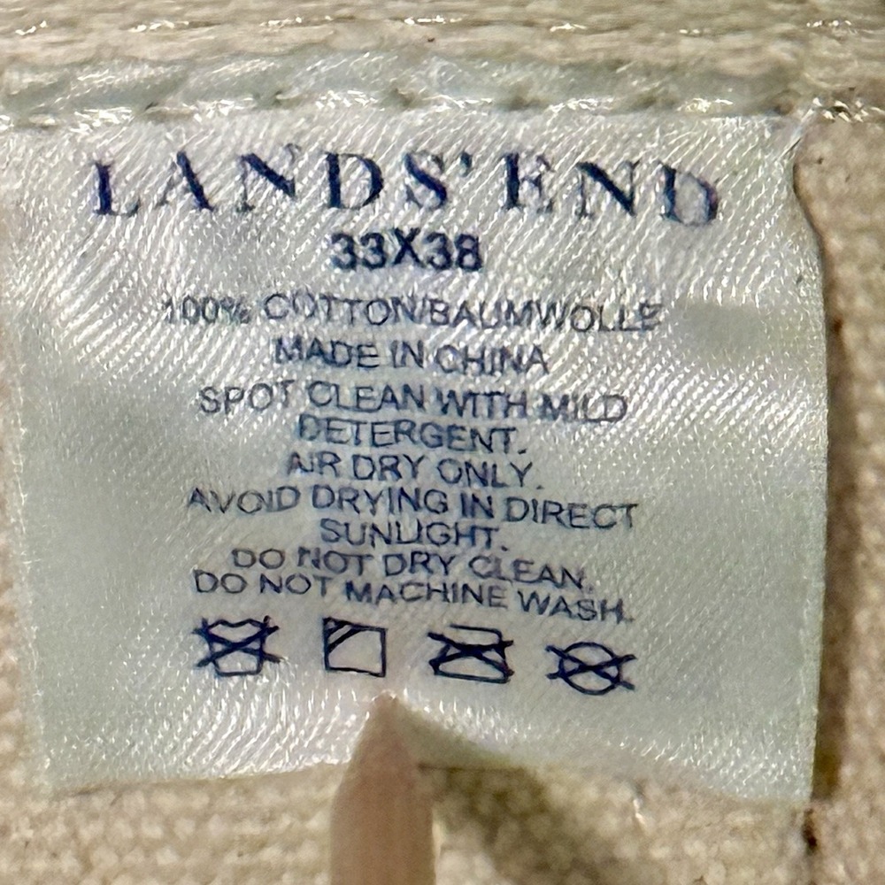 VTG Lands End 33x38 Green Natural MEGAN Canvas Boat Tote Bag Rare XL Open Top - Picture 10 of 10